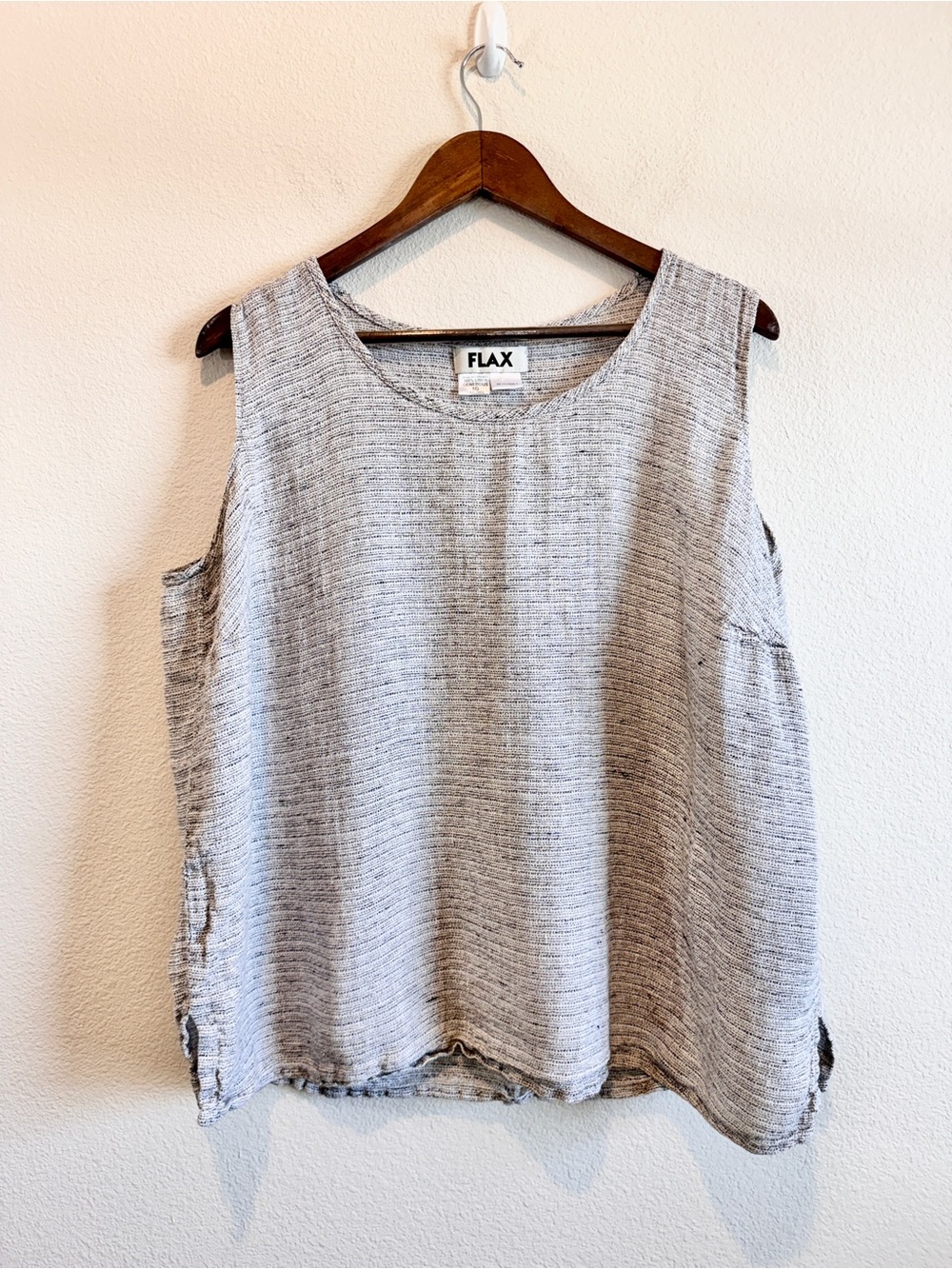 FLAX Lagenlook Linen Tank Top Minimalist Artsy Coastal Boho Oversized 1G XL D82